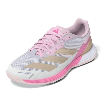 Afbeelding van adidas Performance Defiant Speed 2.0 Tennis Tennisschoenen voor alle ondergronden, Dames, Maat: 42, White/ash pearl/bliss pink Textiel/ synthetisch