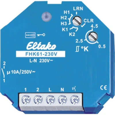 Afbeelding van Eltako FHK61 230V Schakelactor Draadloos Inbouw (in muur) Schakelvermogen (max.) 2500 W Bereik max. het vrije veld) 30 m