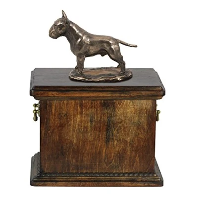 Afbeelding van Elegante urn hond voor Bull Terrier met beeldje in klassieke stijl