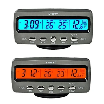 Afbeelding van Itian 4 in 1 Auto Temperatuur Spanning Sensor, LCD Digitale Display Thermometer Controle Wekker Alarm Klok