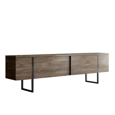 Afbeelding van Emob TV meubel Modern Woody Fashion Melamine coating Walnoot 190cm Bruin
