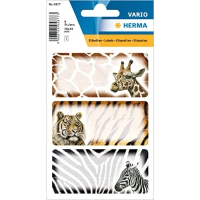 Afbeelding van HERMA 5877 9 stuks permanente zelfklevende etiketten voor boeken, notitieboeken, dozen, huizen, meerkleurig, 76 x 35 mm