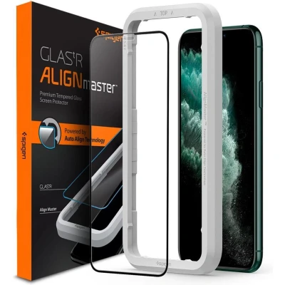 Afbeelding van Spigen AlignMaster Glassprotector en bevestiginghulp geschikt voor iPhone 11 Pro Max XS Zwarte Rand