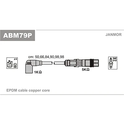 Afbeelding van JANMOR ABM79P Bougiekabelset VOLKSWAGEN: Transporter 4