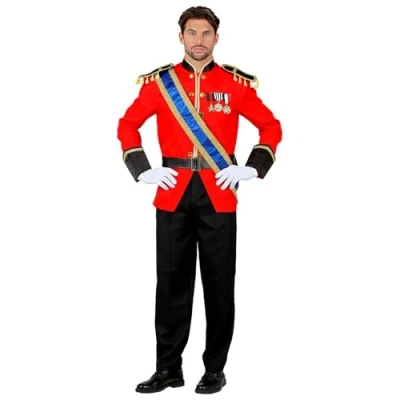 Afbeelding van Widmann Koning Prins &amp; Adel Kostuum Koninklijke Op Het Witte Paard William Man Rood, Zwart XL Carnavalskleding Verkleedkleding