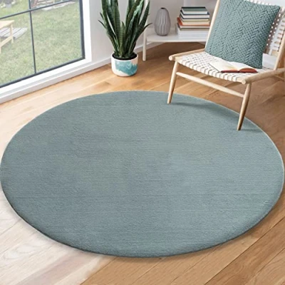 Afbeelding van Vloerkleed voor binnen in Blauw 200x200 cm Rond Hoogpolig Wasbaar Antislip onderkant Modern en zacht RELAX Kleed by The Carpet