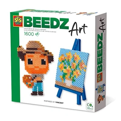 Afbeelding van SES Beedz Art mini kunstenaar Vincent met schildersezel PVC vrij 1600 strijkkralen legbord