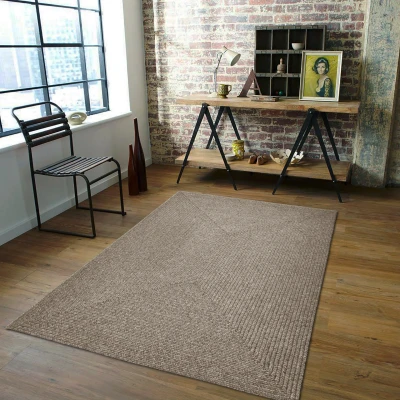 Afbeelding van Corda Binnen &amp; Buiten Vloerkleed Effen Gevlochten Rechthoek Tuin Balkon Laagpolig Beige Polypropyleen 80x200 cm