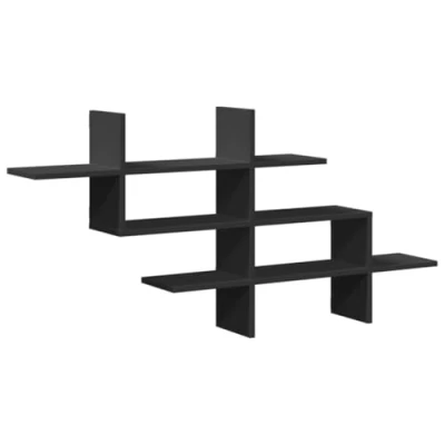 Afbeelding van vidaXL Wandschap 124,5x18x60,5 cm bewerkt hout zwart