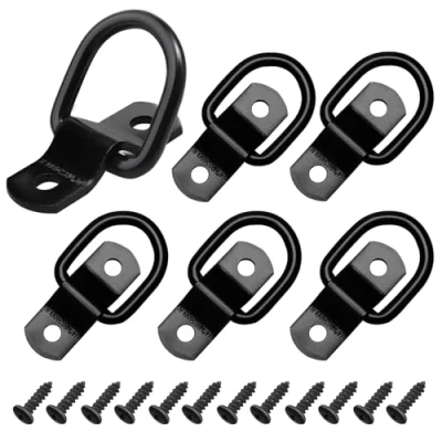 Afbeelding van 6 stuks D sjorringen voor aanhanger, vrachtwagen, boot, auto, kajak (zwart)