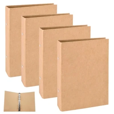 Afbeelding van A5 ringmap, navulbaar, papier, 6 gaats omslag van kraftpapier voor vulpapier, laptop, schoolbureau, schrijfwarenbenodigdheden, 4 stuks