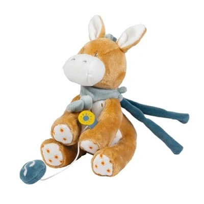 Afbeelding van Nattou ezel Leo Muziek Knuffel 22 cm Donker warm beige