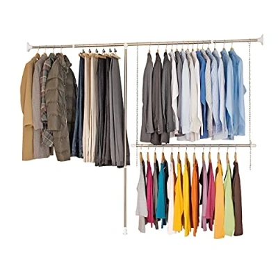 Image de Set porte vêtements télescopique acier inox 3 pièces brillante