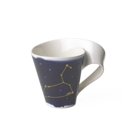 Afbeelding van Villeroy &amp; Boch 10 1616 5817 NewWave Stars mok met handvat, elegante leeuwenmotief, premium porselein, vaatwasmachinebestendig, wit/blauw, 300 ml