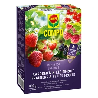 Afbeelding van COMPO Meststof Aardbeien &amp; Kleinfruit directe en lange werking 6 maanden voor een rijke smakelijke doos 850 g