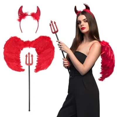 Afbeelding van Boland Set Gevleugelde Duivel Volwassenen Vrouwen Halloween Horror Accessoire Verkleden