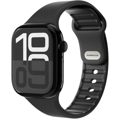 Afbeelding van Vonmählen Classic 2 siliconen polsband voor Apple Watch 38 40 41 mm Zwart (100% siliconen), Horlogebandjes,