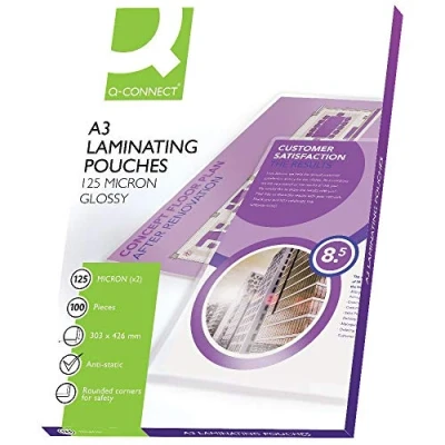 Afbeelding van Q CONNECT lamineeretui A3 2x 125 micron 100 stuks