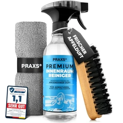 Afbeelding van PRAXS® auto interieurreiniger (500 ml) dashboardreiniger pH neutraal diepe zuiverheid voor kunststof, kussens, leer, interieur, dashboardonderhoud