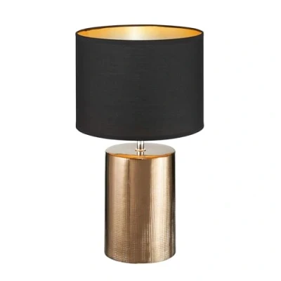 Afbeelding van Fischer &amp; Honsel Tafellamp, brons, antiek stoffen lampenkap, chintz/gouden interieur, hoogte: 35 cm, diameter: 20 met koordschakelaar, 1 x E14 max. 25 W zonder lamp
