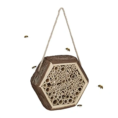 Afbeelding van Relaxdays insectenhotel bijen bijenhotel bijenhuis insectenhuis balkon nestkast