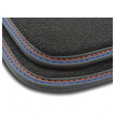 Afbeelding van M MOTOS premium velours automatten voor BMW Serie 3 E90 2004 2011, mat, rood blauw. Ontdek nieuw rijcomfort met een set automatten.