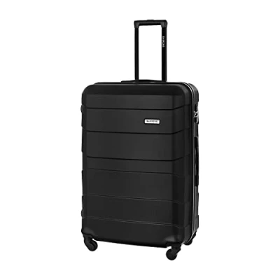 Afbeelding van BARRENS Trolleykoffer, handbagage, reiskoffer, rolkoffer, harde koffer, cabinekoffer, reiskoffer met wielen, bagage, handkoffer, 55 x 40 20 cm (bordeaux), zwart., Koffer