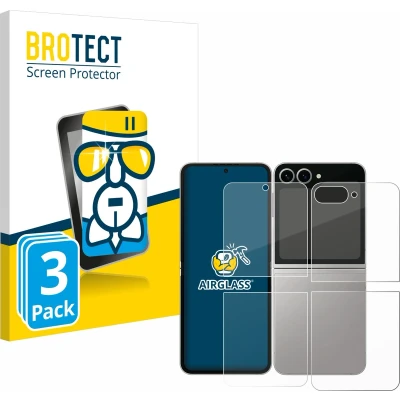Afbeelding van BROTECT Screenprotector voor Samsung Galaxy Z Flip6 (Voor+Achter) Folie Beschermfolie Beschermglas transparant (3 Stuks)