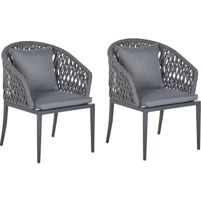 Afbeelding van LIPARI Tuinstoel set van 2 Grijs Aluminium