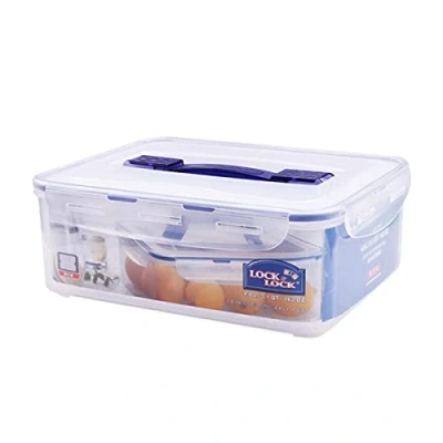 Afbeelding van Lock&amp;Lock 2059098 PP Classic luchtdichte box, rechthoekig, met afvoerrooster en handgreep, kunststof, transparant, 30 x 23 10 cm