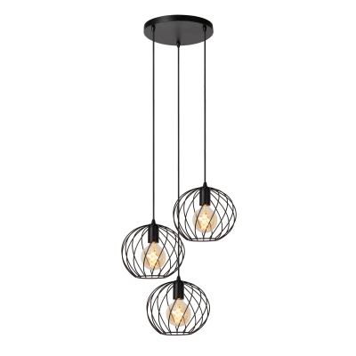 Afbeelding van Lucide Hanglamp Danza 50cm 3L Zwart
