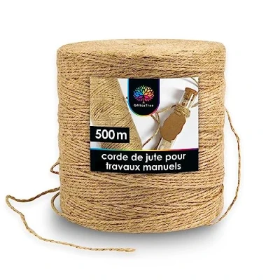 Afbeelding van OfficeTree 500 m natuurlijk koord, 2 mm, jute trekkoord voor tuindecoratie, knutselen of verpakking