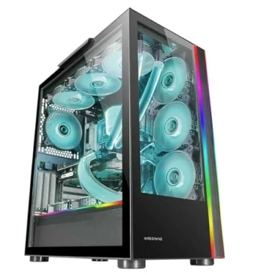 Afbeelding van MARSGAMING MC ULTRA zwart, gepersonaliseerde E ATX speeltoren, ARGB dubbele ledstrips, dubbel venster van gehard glas, verticale camerastructuur
