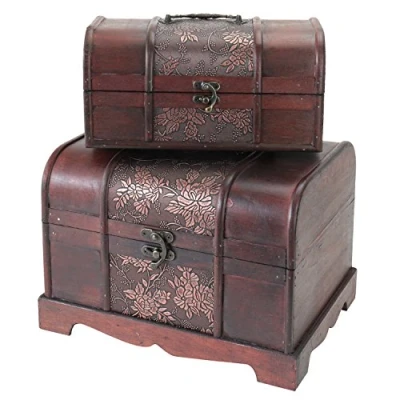 Afbeelding van HMF Set van 2 houten schatkisten 6411700, verschillende maten, Japan