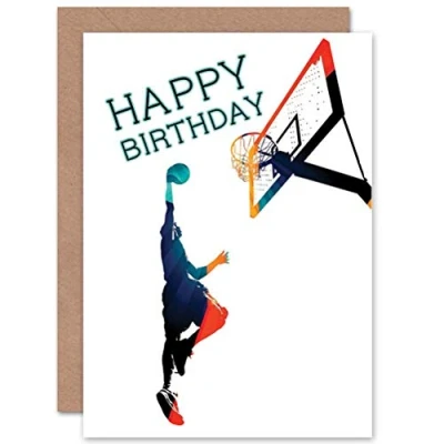 Afbeelding van Wee Blue Coo Basketbal Birthday Slam Dunk Sealed Greeting Card Plus Envelope Blank Binnen