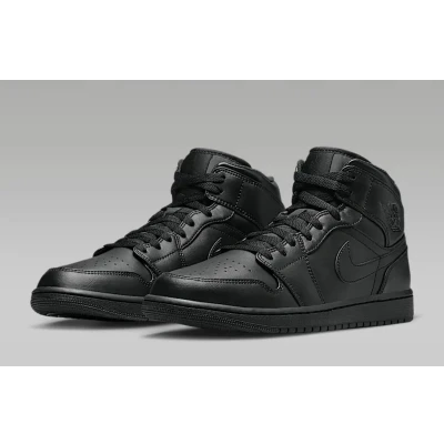 Afbeelding van Jordan AIR 1 MID Sneakers hoog, Heren, Maat: 40, Black Leer en textiel
