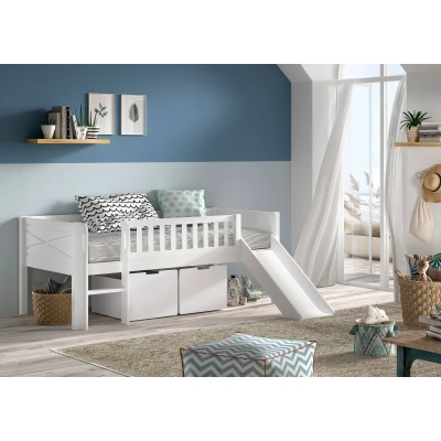 Afbeelding van KidsOnly Scott 90 x 200 cm Halfhoogslaper Wit met Glijbaan