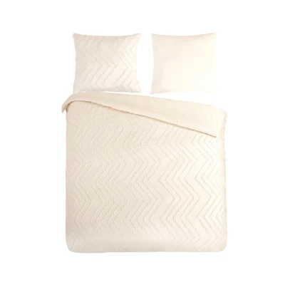 Afbeelding van Pure Dekbedovertrek &quot;luxe zizag biezen/ borduursels&quot; Wit (240x200/220 cm) Microfiber