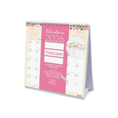 Afbeelding van Finocam Bureaukalender 2026, 1 maand per pagina, januari december 2026 (12 maanden) kalender om op te schrijven Design maandplanner Frans