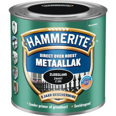 Afbeelding van Hammerite Metaallak Zijdeglans Zwart 0,25 liter