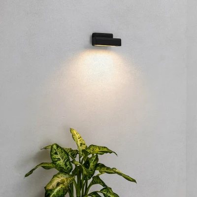 Afbeelding van Balic LED buitenwandlamp, zwart, aluminium, breedte 15 cm