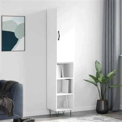 Afbeelding van vidaXL Buffet Haut, Armoire avec Portes et Pieds, Meuble de Rangement, Organisateur Salon Salle Séjour, Moderne, Blanc Bois d&#039;Ingénierie