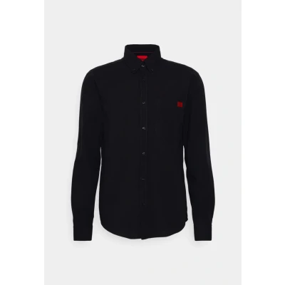 Afbeelding van HUGO BOSS heren Evito slim fit overhemd met logoborduring in de kleur Zwart, maat: XL