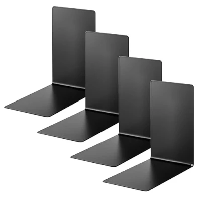 Afbeelding van Alco Albert 4301 11 4 boekensteunen van metaal, zwart, 14 x 8,5 cm, voor school, kantoor en thuis