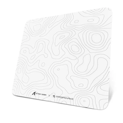 Afbeelding van ATTACK SHARK CM05 muismat van gehard glas, ultraglad oppervlak, 9H 17,72 x 15,75 0,2 inch, topografische contour, schokbestendig, lage oppervlaktewrijving wit