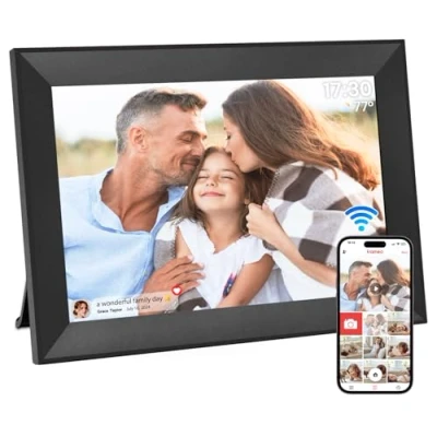 Afbeelding van Hesmor WiFi digitale fotolijst, 10,1 inch 1280 x 800 IPS LCD touchscreen, automatische rotatie, geïntegreerd 32 GB geheugen, zwart