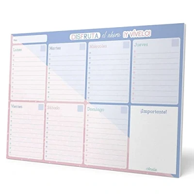 Afbeelding van Grupo Erik Notitieblok A4 Amelie Pastel Collection, Spaanse versie, Weekoverzicht Bureauonderlegger, Weekplanner Kantoorpapier, To Do List, Memoblokken, Schoolbenodigdheden