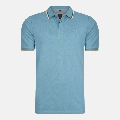 Afbeelding van Mario Russo Polo Shirt Edward heren Poloshirts Katoen XXL Steen Blauw
