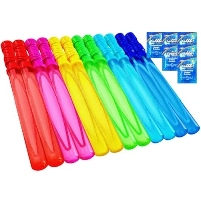 Afbeelding van JOYIN 12 stuks grote zeepbellenstokjes van 37 cm voor kinderen, bellenzwaarden met navulverpakkingen geconcentreerde zeepbellenoplossing ml, vulling feestzakjes, zomerfeestgeschenken,