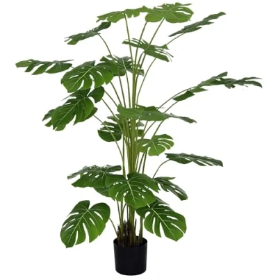 Afbeelding van HOMCOM Kunstboom, kunstplant, Monstera deliciosa, incl. pot, hoogte 180 cm, binnen, groen